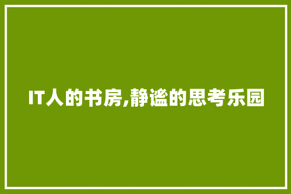 IT人的书房,静谧的思考乐园