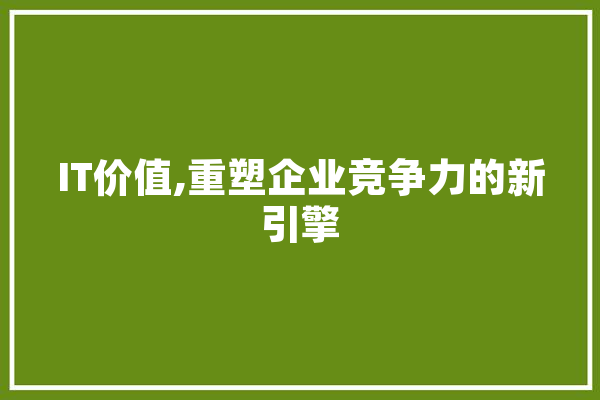 IT价值,重塑企业竞争力的新引擎 文字写作