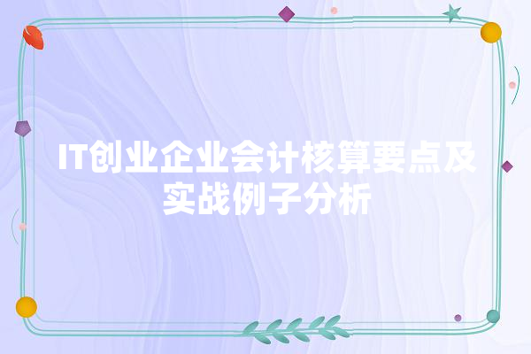 IT创业企业会计核算要点及实战例子分析