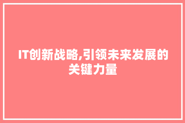 IT创新战略,引领未来发展的关键力量