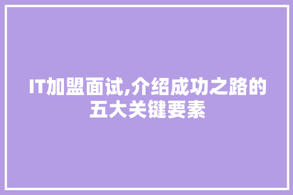 IT加盟面试,介绍成功之路的五大关键要素