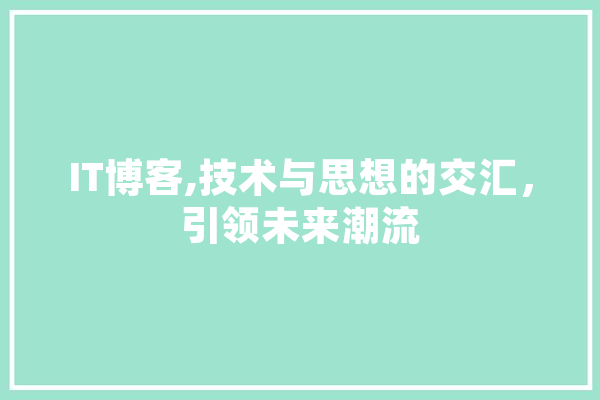 IT博客,技术与思想的交汇，引领未来潮流