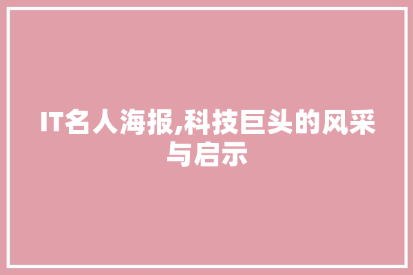 IT名人海报,科技巨头的风采与启示