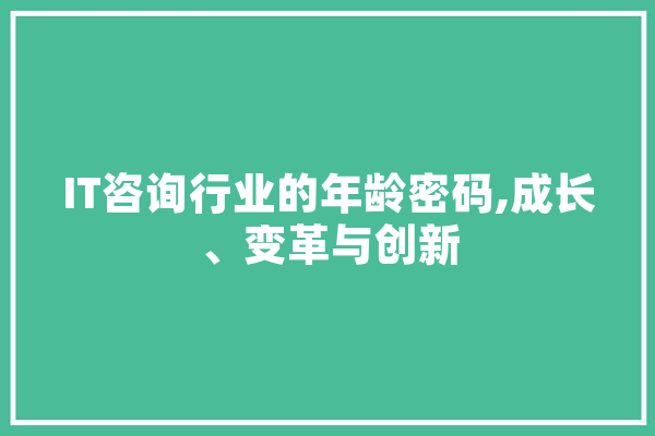 IT咨询行业的年龄密码,成长、变革与创新