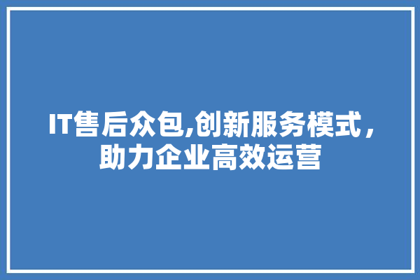 IT售后众包,创新服务模式，助力企业高效运营