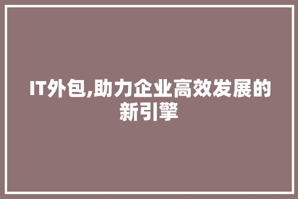IT外包,助力企业高效发展的新引擎