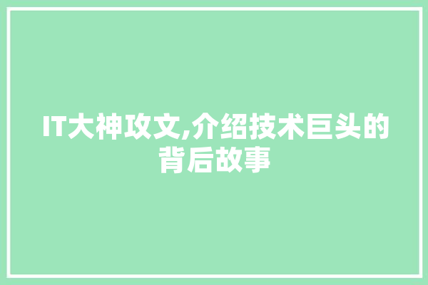 IT大神攻文,介绍技术巨头的背后故事