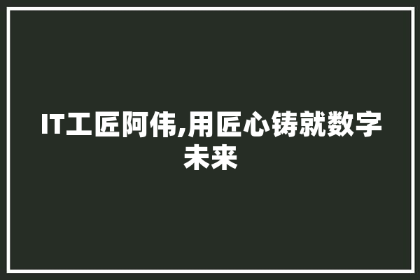 IT工匠阿伟,用匠心铸就数字未来 AI简讯