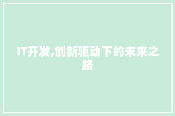 IT开发,创新驱动下的未来之路