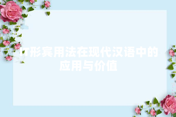 IT形宾用法在现代汉语中的应用与价值