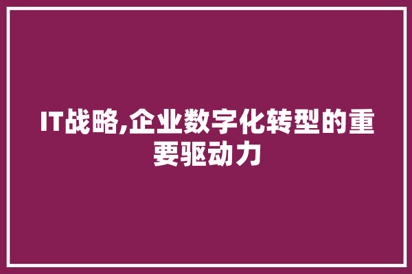IT战略,企业数字化转型的重要驱动力
