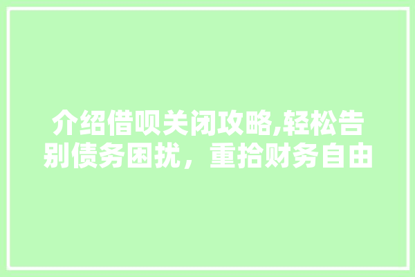 介绍借呗关闭攻略,轻松告别债务困扰，重拾财务自由
