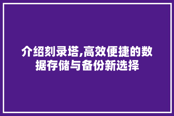 介绍刻录塔,高效便捷的数据存储与备份新选择 计算机