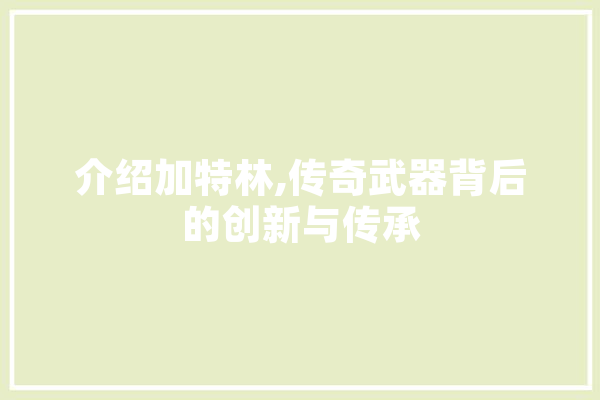 介绍加特林,传奇武器背后的创新与传承 AI简讯