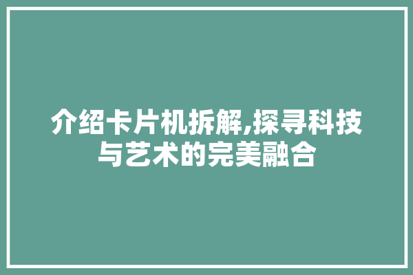 介绍卡片机拆解,探寻科技与艺术的完美融合