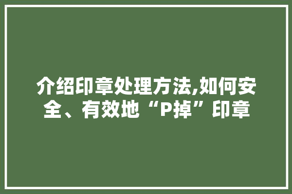 介绍印章处理方法,如何安全、有效地“P掉”印章