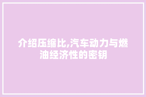 介绍压缩比,汽车动力与燃油经济性的密钥