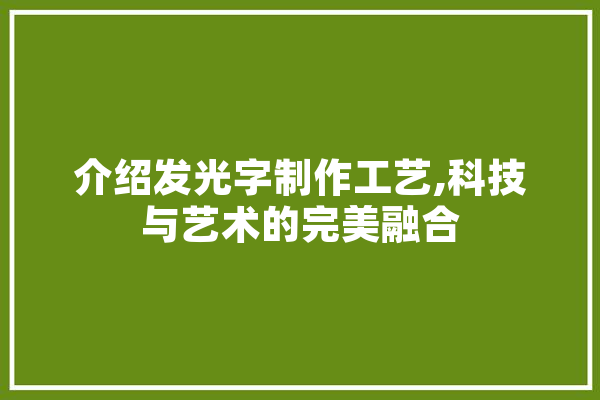 介绍发光字制作工艺,科技与艺术的完美融合