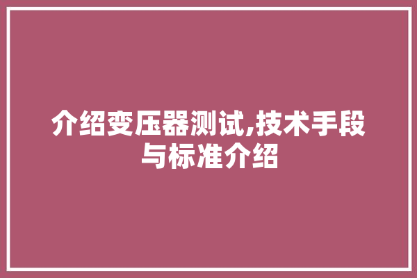 介绍变压器测试,技术手段与标准介绍