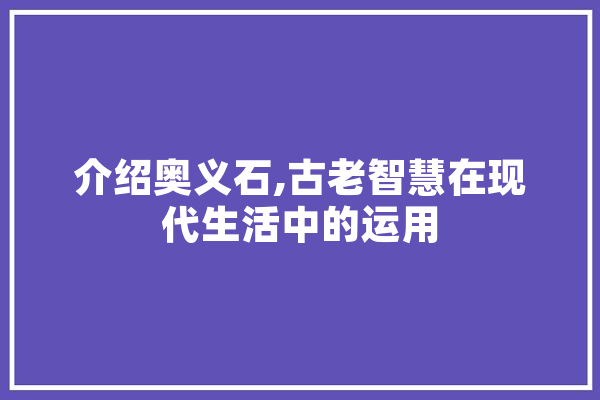 介绍奥义石,古老智慧在现代生活中的运用