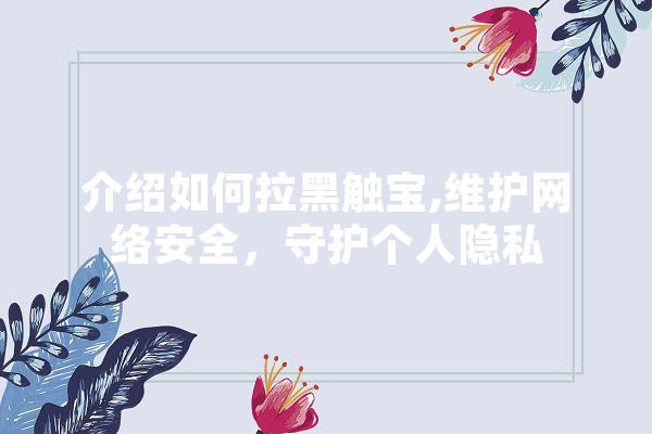 介绍如何拉黑触宝,维护网络安全，守护个人隐私 科技快讯