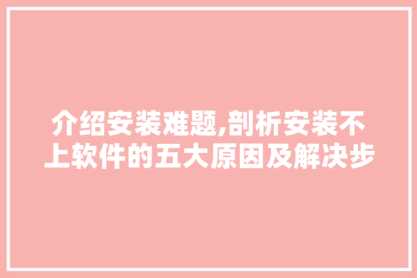 介绍安装难题,剖析安装不上软件的五大原因及解决步骤