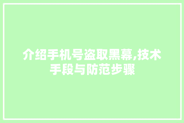 介绍手机号盗取黑幕,技术手段与防范步骤 文字写作
