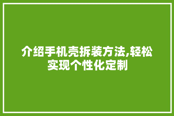 介绍手机壳拆装方法,轻松实现个性化定制