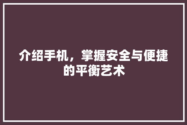 介绍手机，掌握安全与便捷的平衡艺术 科技快讯