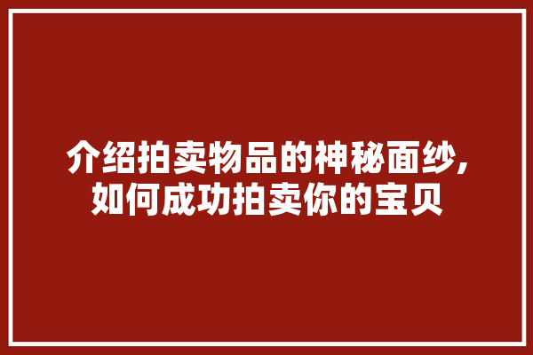 介绍拍卖物品的神秘面纱,如何成功拍卖你的宝贝