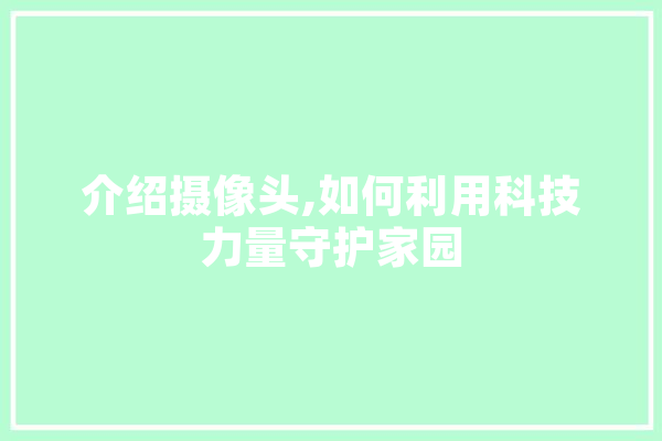 介绍摄像头,如何利用科技力量守护家园