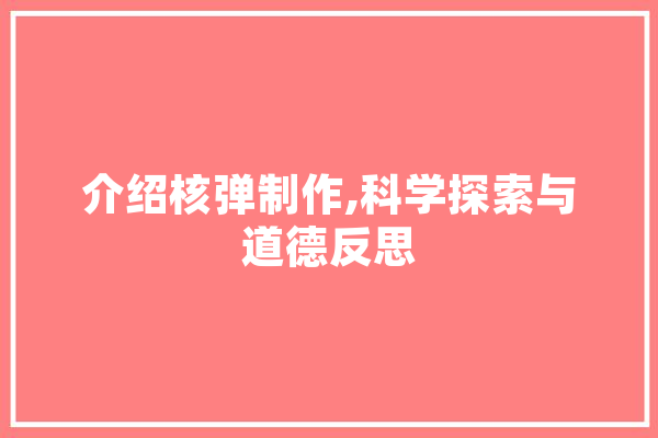 介绍核弹制作,科学探索与道德反思 绘影字幕
