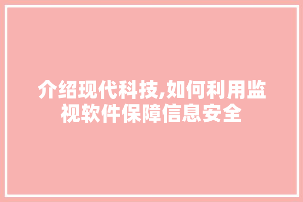 介绍现代科技,如何利用监视软件保障信息安全