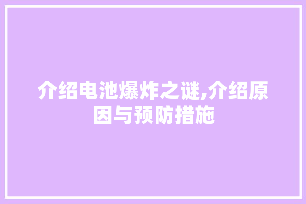 介绍电池爆炸之谜,介绍原因与预防措施