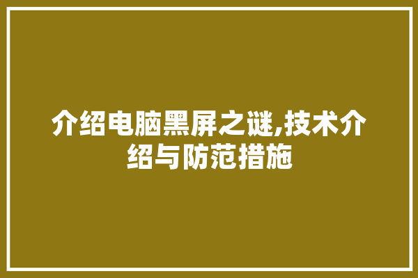 介绍电脑黑屏之谜,技术介绍与防范措施