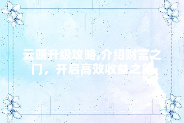 云赚升级攻略,介绍财富之门，开启高效收益之旅