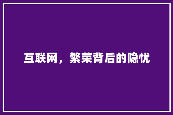 互联网，繁荣背后的隐忧