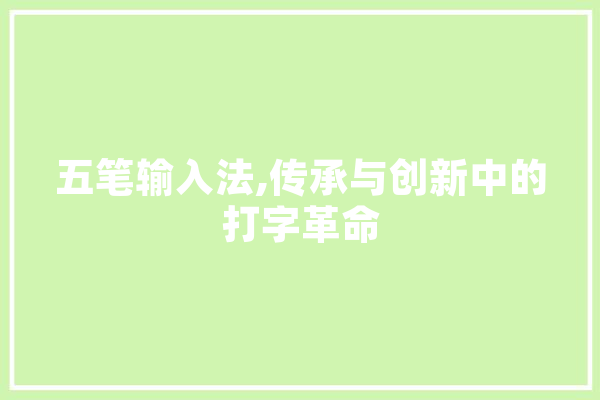 五笔输入法,传承与创新中的打字革命 文字写作