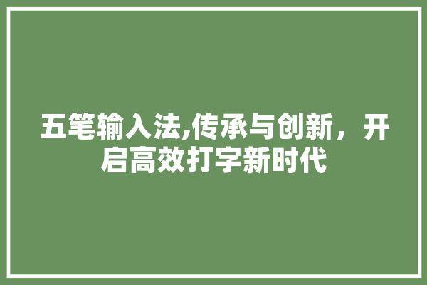 五笔输入法,传承与创新，开启高效打字新时代 云服务