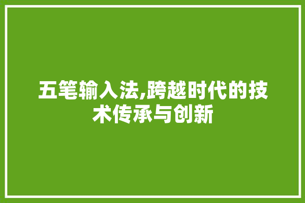 五笔输入法,跨越时代的技术传承与创新
