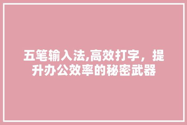五笔输入法,高效打字，提升办公效率的秘密武器