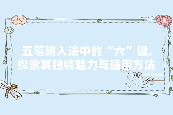 五笔输入法中的“六”键,探索其独特魅力与适用方法