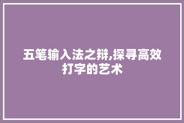 五笔输入法之辩,探寻高效打字的艺术