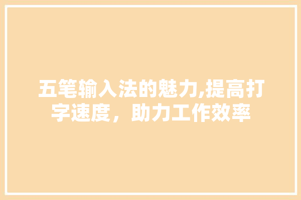 五笔输入法的魅力,提高打字速度，助力工作效率 智能助手