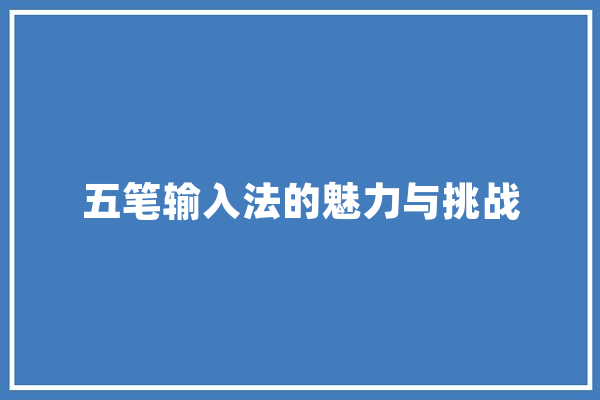 五笔输入法的魅力与挑战 云服务