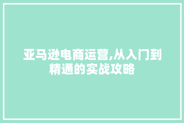 亚马逊电商运营,从入门到精通的实战攻略