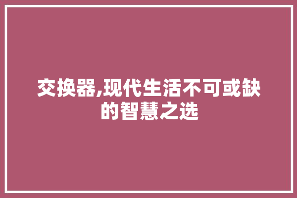 交换器,现代生活不可或缺的智慧之选