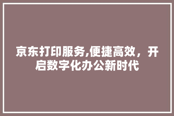 京东打印服务,便捷高效，开启数字化办公新时代