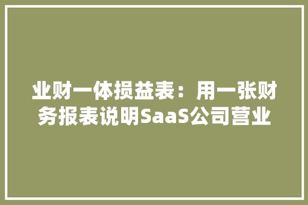 业财一体损益表：用一张财务报表说明SaaS公司营业状况_费用_损益表