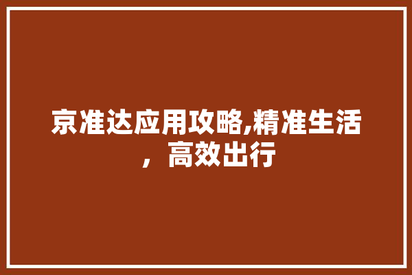 京准达应用攻略,精准生活，高效出行